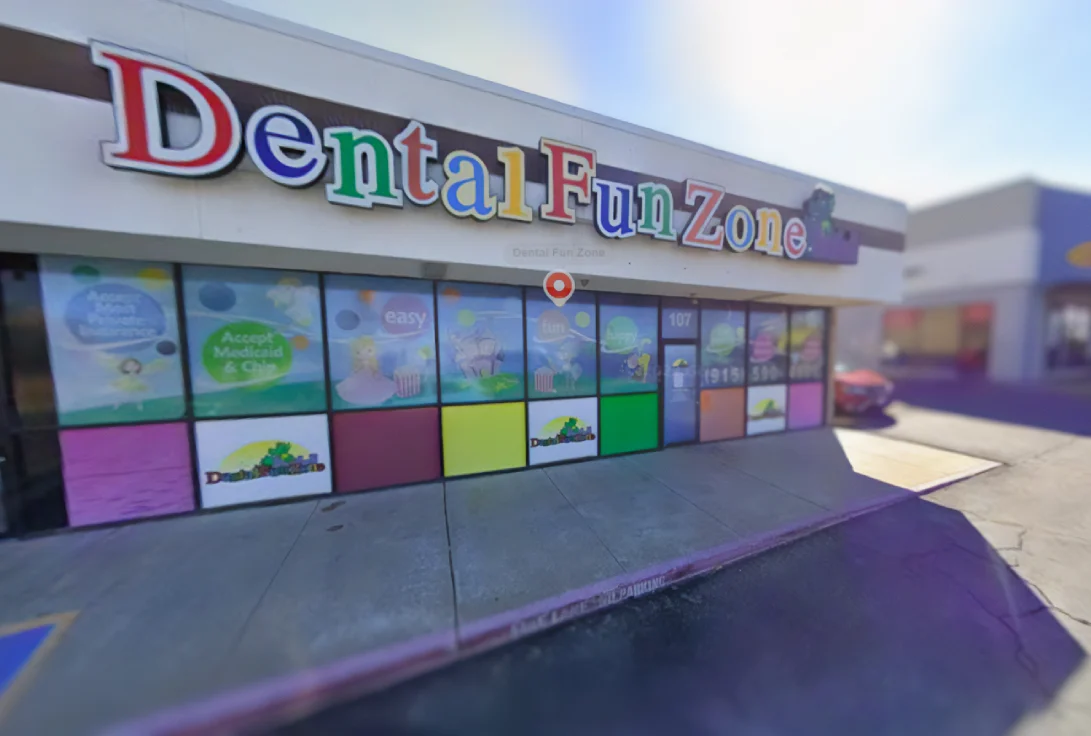 Dental Fun Zone office exterior with colorful signage on Gateway Boulevard West in El Paso, Texas